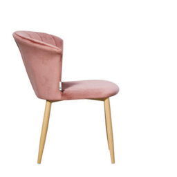 Life Interiors Single Pink Elsa Velvet Dining Chair With Wooden Legs, Curved Back & Comfortable Seating - thumbnail 3
