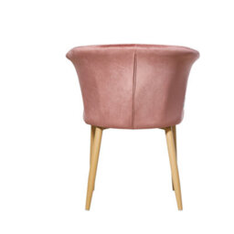 Life Interiors Single Pink Elsa Velvet Dining Chair With Wooden Legs, Curved Back & Comfortable Seating - thumbnail 5