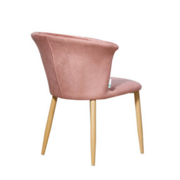 Life Interiors Single Pink Elsa Velvet Dining Chair With Wooden Legs, Curved Back & Comfortable Seating - thumbnail 4