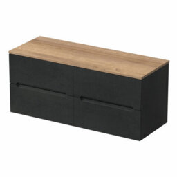 Aveli 1200mm Oak Fluted Vanity Unit Double Oval Basin Countertop Wall Hung Soft Close - thumbnail 4
