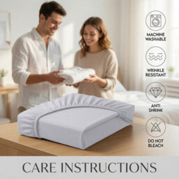 Moonlight Bedding Super King Fitted Sheet 25Cm Deep Pocket-Hotel Quality Soft Easy Care Bed Sheet,(Silver, 180X200 Cm, 71X79 Inch) - thumbnail 7