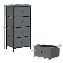 Lassic Vida Designs Chorley 4 Drawer Fabric Ukfr Chest Of Drawers, Grey & Black - thumbnail 3