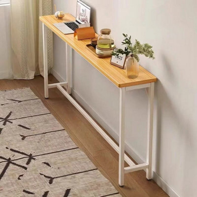 1 Tier Oak Color Console Table Sofa Table Hallway Table Entryway Display - image 1