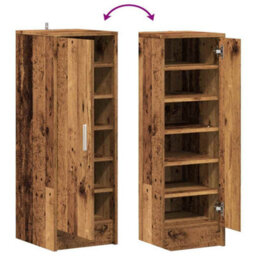 Vidaxl Shoe Cabinet Old Wood 32X35X92 Cm Engineered Wood - thumbnail 8
