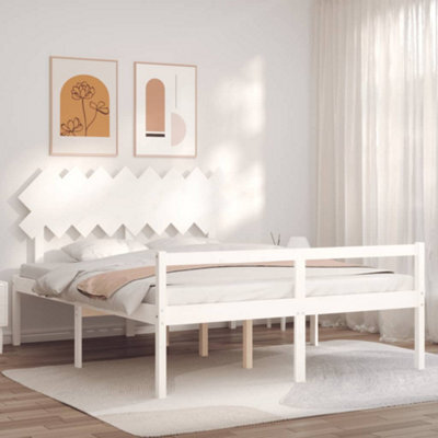 Berkfield Bed Frame With Headboard White 160X200 Cm Solid Wood - image 1