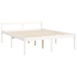Berkfield Bed Frame With Headboard White 160X200 Cm Solid Wood - thumbnail 9