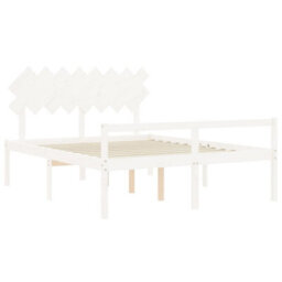 Berkfield Bed Frame With Headboard White 160X200 Cm Solid Wood - thumbnail 5