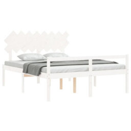 Berkfield Bed Frame With Headboard White 160X200 Cm Solid Wood - thumbnail 4