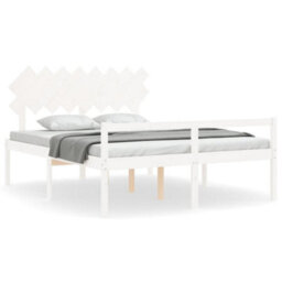 Berkfield Bed Frame With Headboard White 160X200 Cm Solid Wood - thumbnail 2