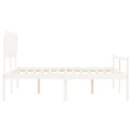 Berkfield Bed Frame With Headboard White 160X200 Cm Solid Wood - thumbnail 7
