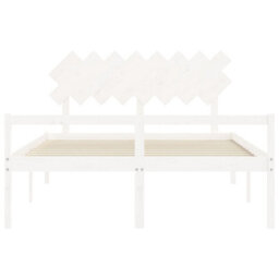 Berkfield Bed Frame With Headboard White 160X200 Cm Solid Wood - thumbnail 6