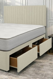 "Knight Sleep Emily Cream Naples 4Ft Bed Set With Mattress, 2 Drawers Same Side & 24""headboard - Small Double" - thumbnail 2