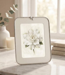 Deenz The Bow Accent Detail 7 X 5 Inches Single Photo Frame Metal Stand Display Silver Tone Home Gallery Picture Déco Idea 23X18Cm - thumbnail 1