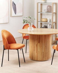 Beliani Set Of 2 Dining Chairs Covelo Velvet Orange - thumbnail 2