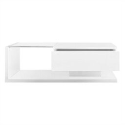 Abrihome Coffee Table, High-Gloss Black, Side Tables, Coffee Tables With Glass And Led, White - thumbnail 4