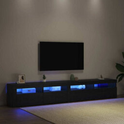 Berkfield Modern Tv Cabinets 2 Pcs With Led Lights Black Oak Engineered Wood - thumbnail 5