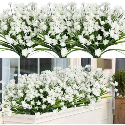 Artificial Flower Plant Uv Resistant Outdoor Artificial Plants And Flowers White 8Pcs