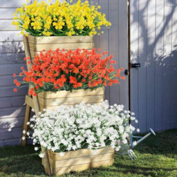 Artificial Flower Plant Uv Resistant Outdoor Artificial Plants And Flowers White 8Pcs - thumbnail 4