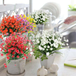Artificial Flower Plant Uv Resistant Outdoor Artificial Plants And Flowers White 8Pcs - thumbnail 3