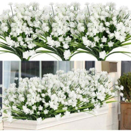 Artificial Flower Plant Uv Resistant Outdoor Artificial Plants And Flowers White 8Pcs - thumbnail 1