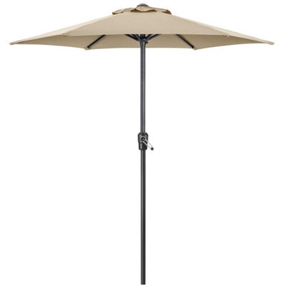 Christow 2M Parasol Sun Shade Umbrella Steel With Crank - Taupe - image 1