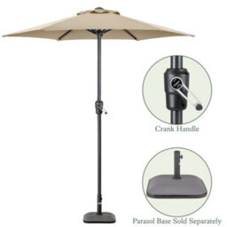Christow 2M Parasol Sun Shade Umbrella Steel With Crank - Taupe - thumbnail 6