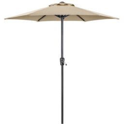 Christow 2M Parasol Sun Shade Umbrella Steel With Crank - Taupe - thumbnail 1