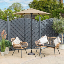 Christow 2M Parasol Sun Shade Umbrella Steel With Crank - Taupe - thumbnail 2