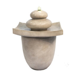 Teamson Home Garden Outdoor Water Feature, Large Square Water Fountain, 2 Tier Design, With Led Lights - Light Brown - thumbnail 2