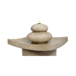 Teamson Home Garden Outdoor Water Feature, Large Square Water Fountain, 2 Tier Design, With Led Lights - Light Brown - thumbnail 5