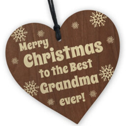 Red Ocean Grandma Christmas Wooden Plaque Gifts From Grandchildren, Grandparent Gifts From Grandson Granddaughter,