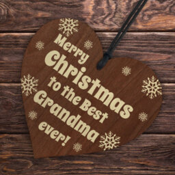 Red Ocean Grandma Christmas Wooden Plaque Gifts From Grandchildren, Grandparent Gifts From Grandson Granddaughter, - thumbnail 6
