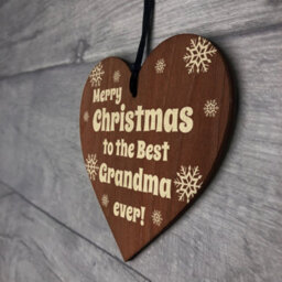 Red Ocean Grandma Christmas Wooden Plaque Gifts From Grandchildren, Grandparent Gifts From Grandson Granddaughter, - thumbnail 7