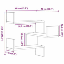 Vidaxl Wall Shelf 2 Pcs Black Oak 40 X 40 X 49.5 Cm Engineered Wood - thumbnail 3