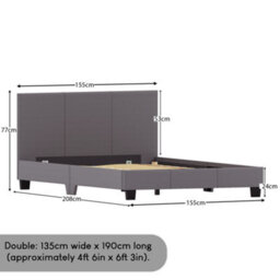 Lassic Vida Designs Lisbon Grey 4Ft6 Double Faux Leather Bed Frame - thumbnail 2