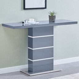 Furniture in Fashion Parini High Gloss Console Table In Grey With Glass Top