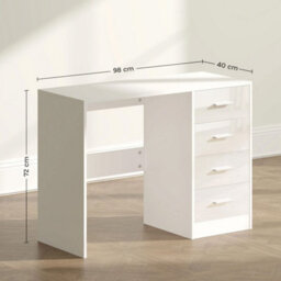 Computer Desk With 4 Drawers High Gloss Home Office - thumbnail 2