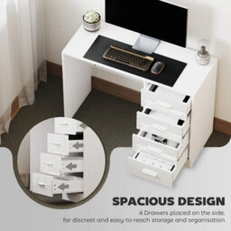 Computer Desk With 4 Drawers High Gloss Home Office - thumbnail 6