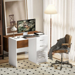 Computer Desk With 4 Drawers High Gloss Home Office - thumbnail 3