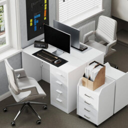 Computer Desk With 4 Drawers High Gloss Home Office - thumbnail 4
