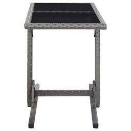 Berkfield Garden Table Anthracite 110X53X72 Cm Glass And Poly Rattan - thumbnail 3