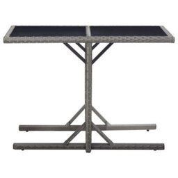 Berkfield Garden Table Anthracite 110X53X72 Cm Glass And Poly Rattan - thumbnail 2