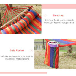 Outsunny Cotton Hammock Soft Portable Swing Chair W/ Headrest & Side Pocket - thumbnail 7