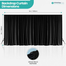 Neel Blue 3X6 Metres Ice Silk Backdrop Photography Curtains, Black - thumbnail 2