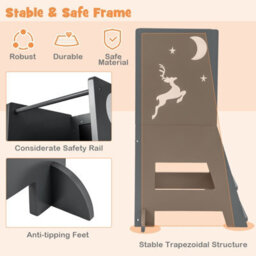 Costway Toddler Kitchen Stool Helper Bathroomd Ajustable Baby Standing Tower - thumbnail 6