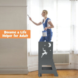 Costway Toddler Kitchen Stool Helper Bathroomd Ajustable Baby Standing Tower - thumbnail 8