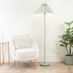 Valuelights Akira Blue Metal Floor Lamp With Pleated Lampshade - thumbnail 5