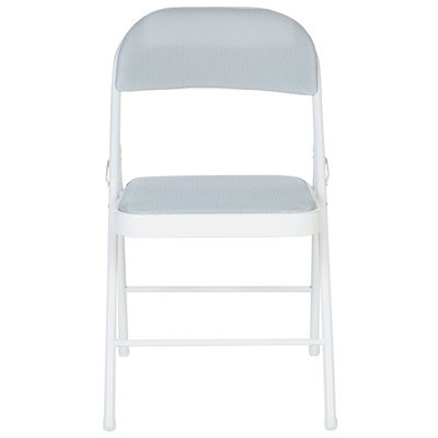 Wyld And Coco Set Of 4 Folding Chairs - Light Grey Padded Seats, White Frame - image 1