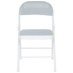 Wyld And Coco Set Of 4 Folding Chairs - Light Grey Padded Seats, White Frame - thumbnail 1