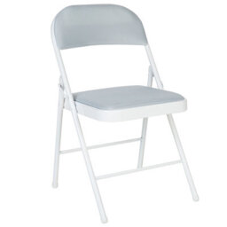 Wyld And Coco Set Of 4 Folding Chairs - Light Grey Padded Seats, White Frame - thumbnail 4